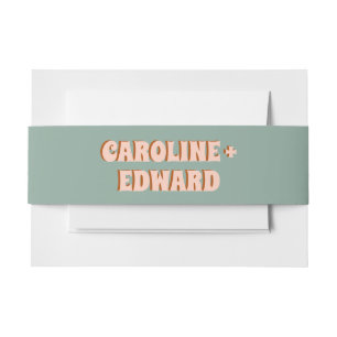 Groovy Bold Green Yellow Red Funky Wedding Invitation Belly Band