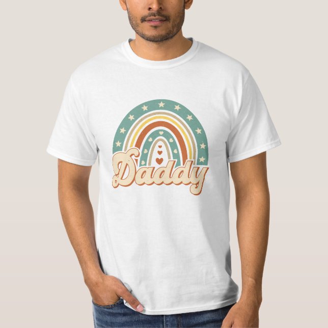 Groovy bold typography boho rainbow pastel Daddy T-Shirt (Front)