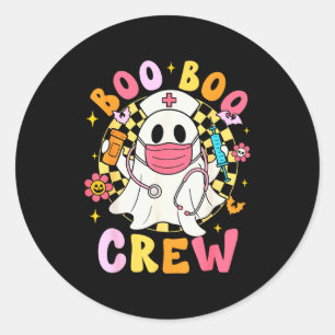 Groovy Boo Boo Crew Nurse Funny Ghost Women Hallow Classic Round Sticker