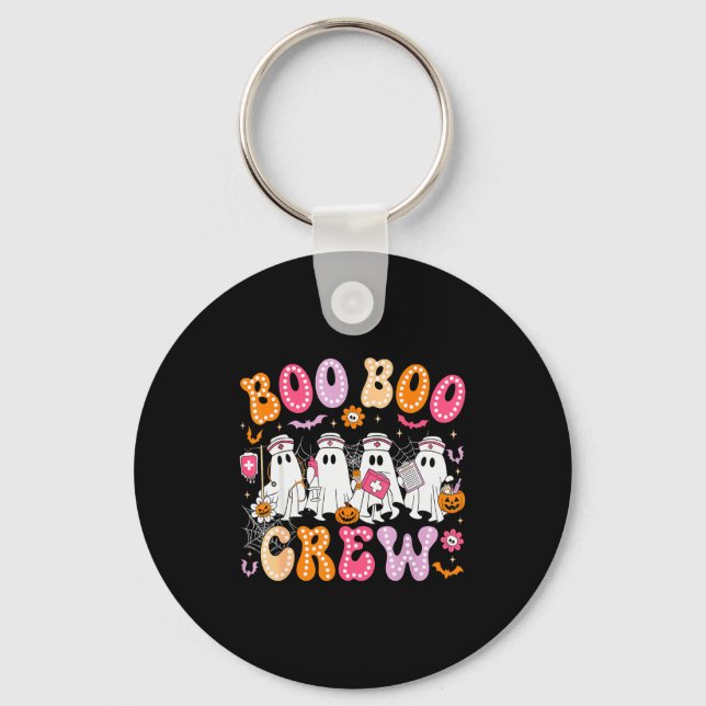 Groovy Boo Boo Crew Nurse Funny Ghost Women Hallow Keychain (Front)