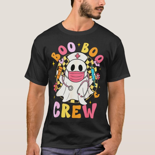 Groovy Boo Boo Crew Nurse Funny Ghost Women Hallow T-Shirt (Front)