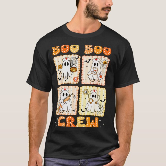 Groovy Boo Boo Crew Nurse Funny Ghost Women Hallow T-Shirt (Front)