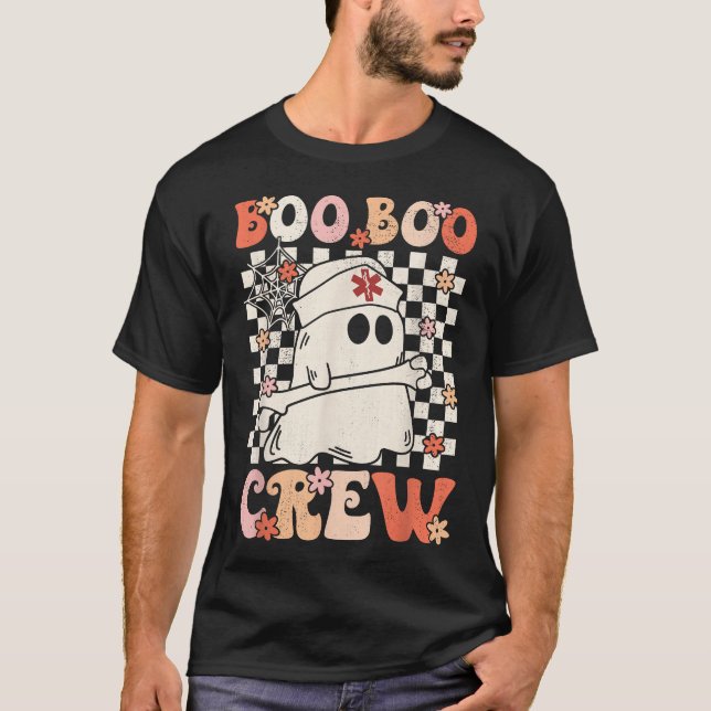 Groovy Boo Boo Crew Nurse Ghost Paramedic Emt Ems  T-Shirt (Front)