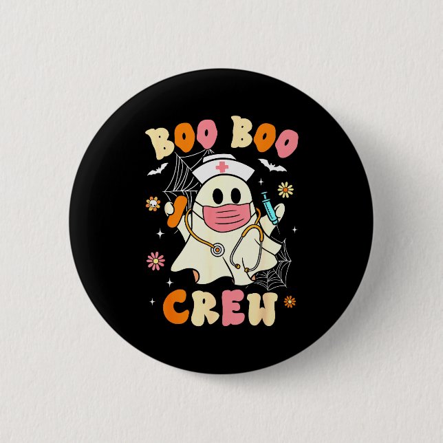 Groovy Boo Boo Crew Nurse Halloween Cute Ghost Wom 2 Inch Round Button (Front)