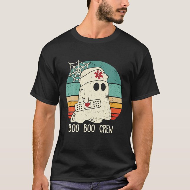Groovy Boo Boo Crew Nurse Scrub Funny Ghost T-Shirt (Front)