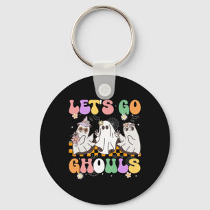 Groovy Boo Lets Go Ghouls Halloween Ghost Women Gi Keychain