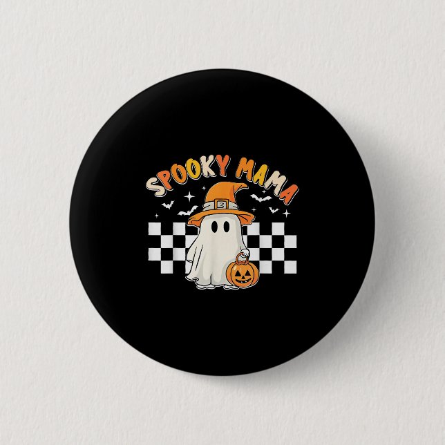 Groovy Boo One Soky Mama First Halloween Birthday  2 Inch Round Button (Front)