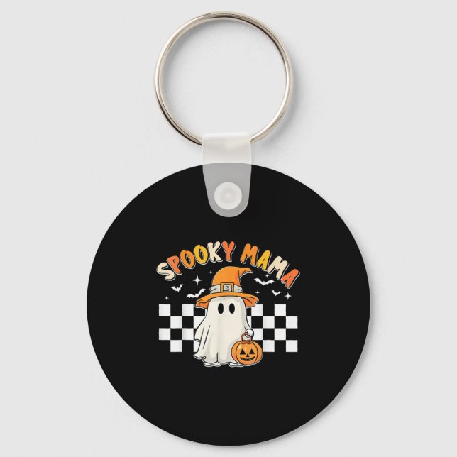 Groovy Boo One Soky Mama First Halloween Birthday  Keychain (Front)