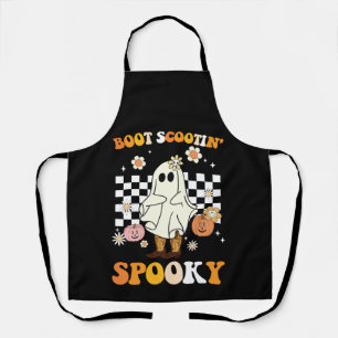 Groovy Boot Scootin Spooky Ghost Halloween Retro Apron