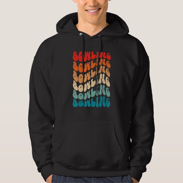 Groovy Bowling For Girl Women Retro 70s Hippie Boh Hoodie (Front)