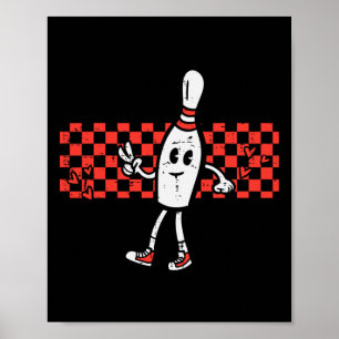 Groovy Bowling Pin Peace Retro Bowler Boys Kids Me Poster
