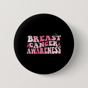 Groovy Breast Cancer Awareness 2023 Breast Cancer 2 Inch Round Button
