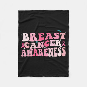 Groovy Breast Cancer Awareness 2023 Breast Cancer Fleece Blanket