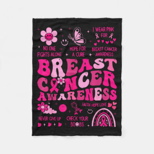Groovy Breast Cancer Awareness Support Squad Women Fleece Blanket