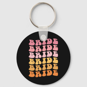 Groovy Bride I Do Crew Retro Wedding Bachelorette Keychain