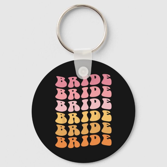 Groovy Bride I Do Crew Retro Wedding Bachelorette  Keychain (Front)