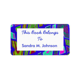 groovy bright blue bookplates label