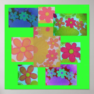 Groovy Bright Retro Flower's Poster
