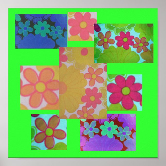 Groovy Bright Retro Flower's Poster (Front)
