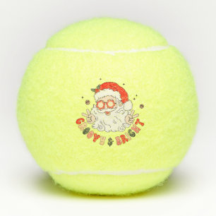 Groovy Bright Retro Santa Christmas Tennis Gift Balls