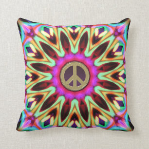 Groovy Brights Hippy Peace Sign Cushion