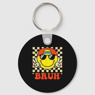 Groovy Bruh For Girls Kids Boys Smile Face Keychain