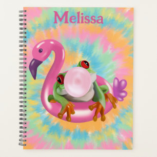 Groovy Bubblegum Blowing Tree Frog Tie Dye Planner