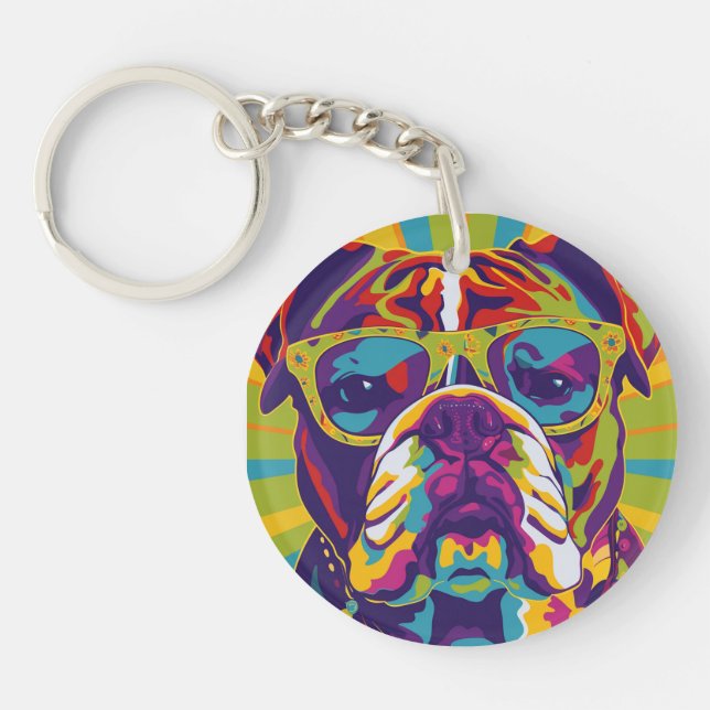 Groovy Bull Dog Keychain (Front)