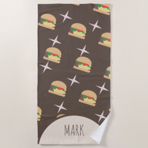 Groovy Burger Chocolate Name Beach Towel