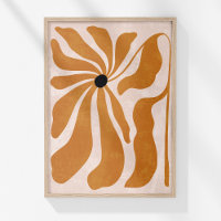 Groovy Burnt Orange Beige Abstract Floral Wall Art