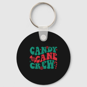 Groovy Candy Cane Crew Matching Family Group Squad Keychain