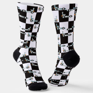Groovy Car Racing Retro Race Pattern Socks
