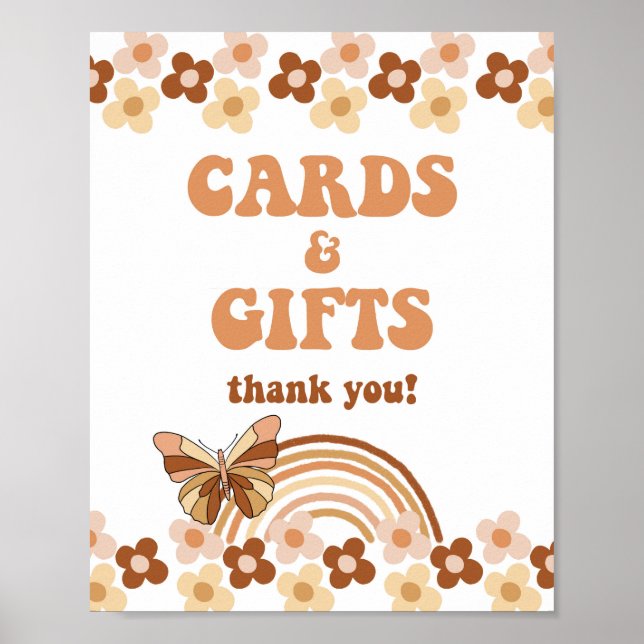 Groovy Cards & Gifts Shower Sign Hippie Retro (Front)