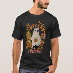 Groovy Cat Ghost Spooky Season Cat Lover T-Shirt