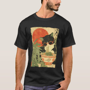 Groovy Cat Ramen Japanese Retro 80s 70s Cool Anime T-Shirt