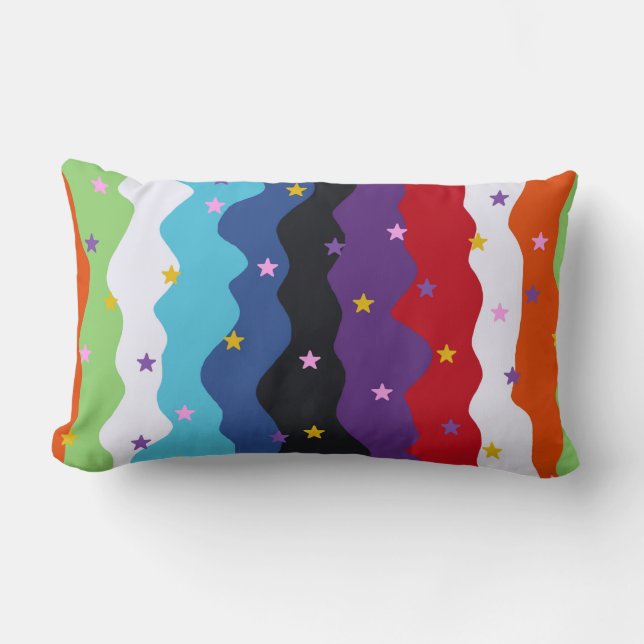 Groovy Celestial Stripe Bold Colourful Abstract  Lumbar Pillow (Front)