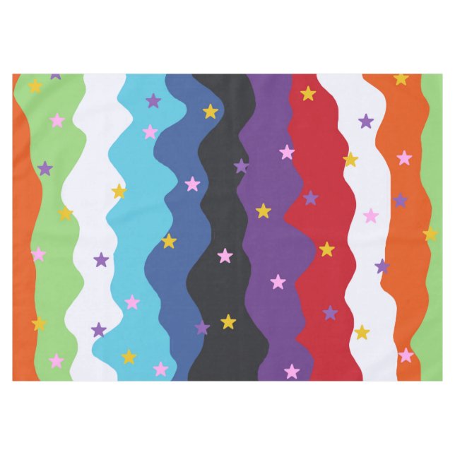 Groovy Celestial Stripe Bold Colourful Abstract Tablecloth (Front (Horizontal))