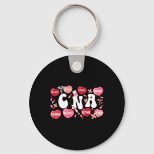Groovy Certified Nurse Istant Valentines Day Black Keychain