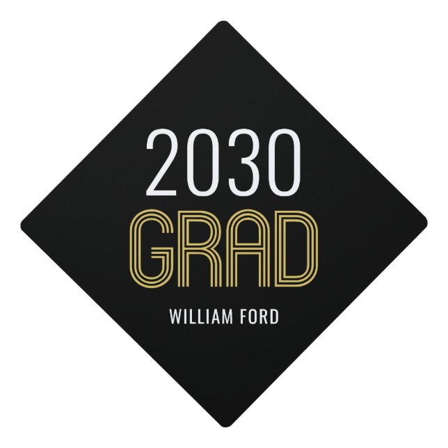 Groovy Charm Editable Colour Graduation Cap Topper (Front)