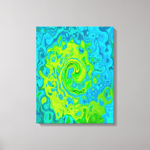Groovy Chartreuse and Aquamarine Liquid Swirl Canvas Print