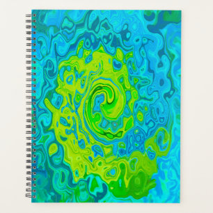 Groovy Chartreuse and Aquamarine Liquid Swirl Planner