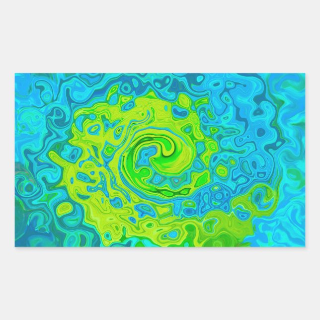 Groovy Chartreuse and Aquamarine Liquid Swirl Sticker (Front)