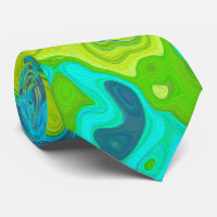 Groovy Chartreuse and Aquamarine Liquid Swirl