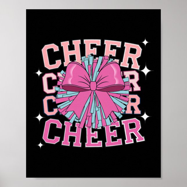 Groovy Cheer Coquette Bow Cheerleading Lover Cheer Poster (Front)