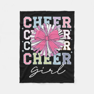 Groovy Cheer Girl Coquette Bow Girls Cheerleading Fleece Blanket