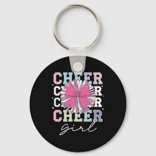 Groovy Cheer Girl Coquette Bow Girls Cheerleading Keychain