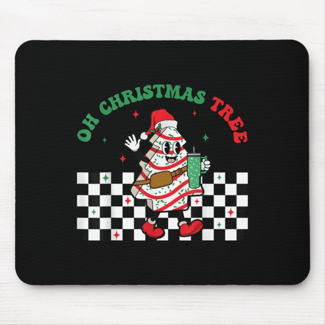 Groovy Chequered Oh Christmas Tree Cakes For Cake  Mouse Pad (Front)