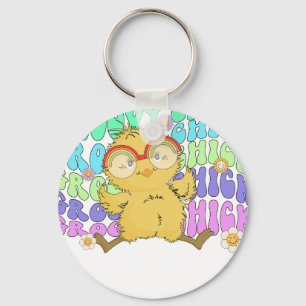 groovy chick (2), retro, vintage keychain