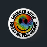 Groovy Chiropractic Button<br><div class="desc">This design features a tie-dyed smiley face with encircling text that reads:  "Chiropractic Makes Me Feel Groovy."</div>