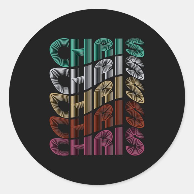 Groovy Chris D Name I Love Chris 70,80's Meme  Classic Round Sticker (Front)